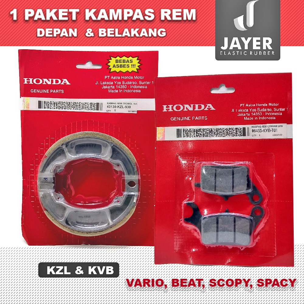 Paket Kampas Rem dispad Honda Vario, Beat, Scopy, Spacy KVB &amp; KZL