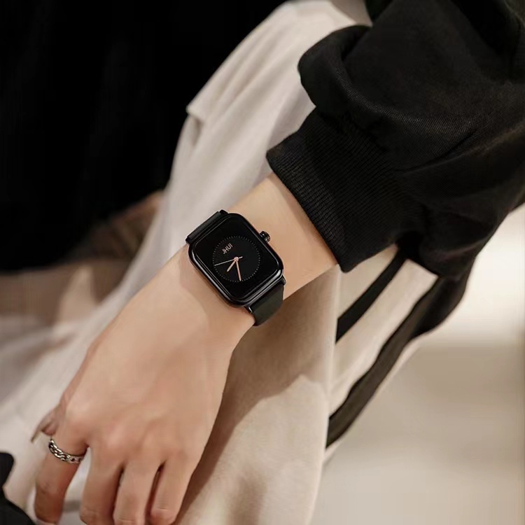 Jam Tangan Jhui Wanita Trendy Style Strap Pu Dial Kotak Korean Import-3