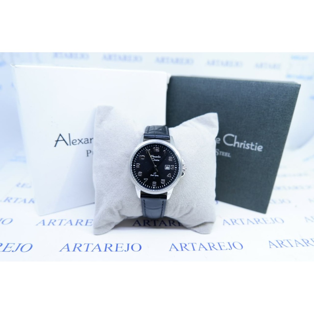 JAM TANGAN WANITA ALEXANDRE CHRISTIE AC 1008 KULIT HITAM