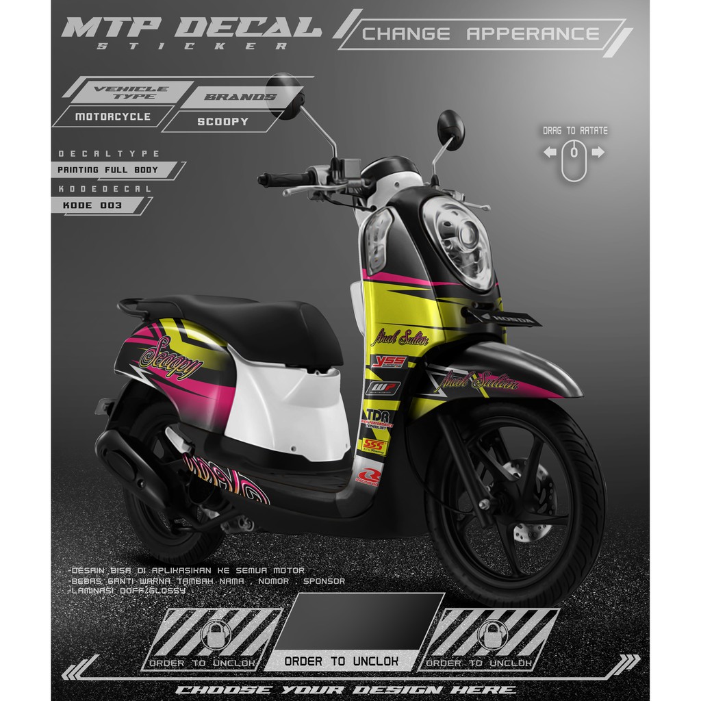 Decal Stiker Dekal sticker Scoopy lama Custom full body MTP - 03