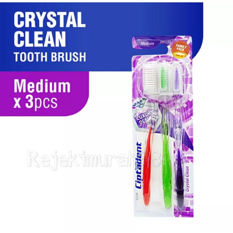 Ciptadent Sikat gigi medium crystal clean isi 3 pc