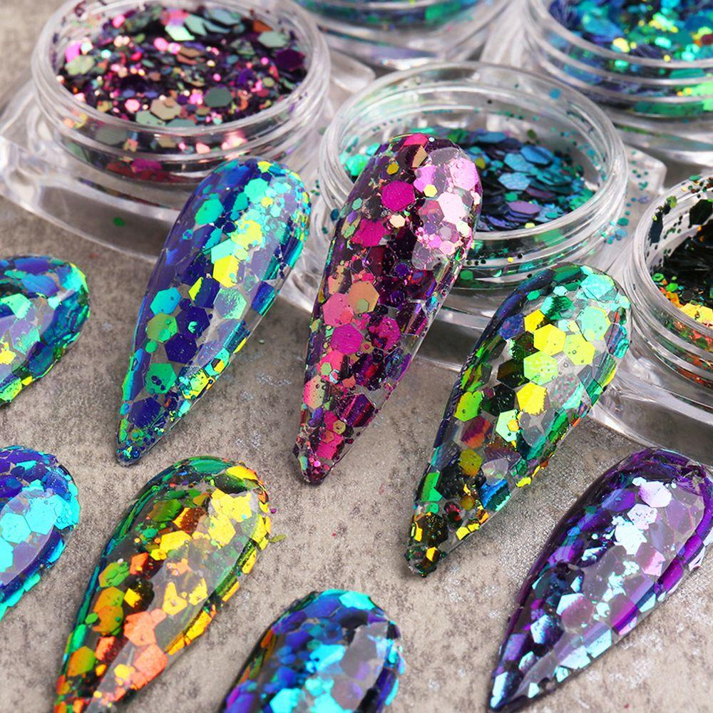 1 Kotak Sequin Glitter Bentuk Heksagonal Untuk Dekorasi Nail Art