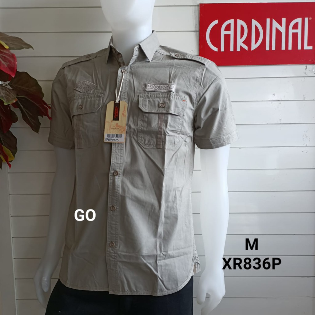 gof M CARDINAL KEMEJA CASUAL Pakaian Atasan Pria Kemeja Reguler Hem Casual Santai Lengan Pendek