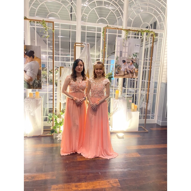 Sewa Dress Peach ( Salem ) / party dress / semi formal dress / sewa dress jakarta jkt