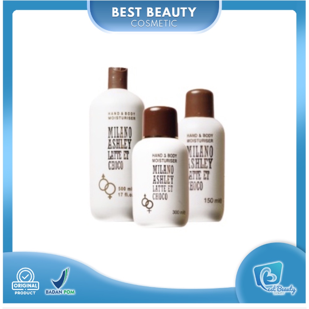 ★ BB ★  MILANO ASHLEY Latte Et Choco Hand &amp; Body Lotion Moisturiser - 150ml - 300ml - 500ml - Musk By Milano Ashley