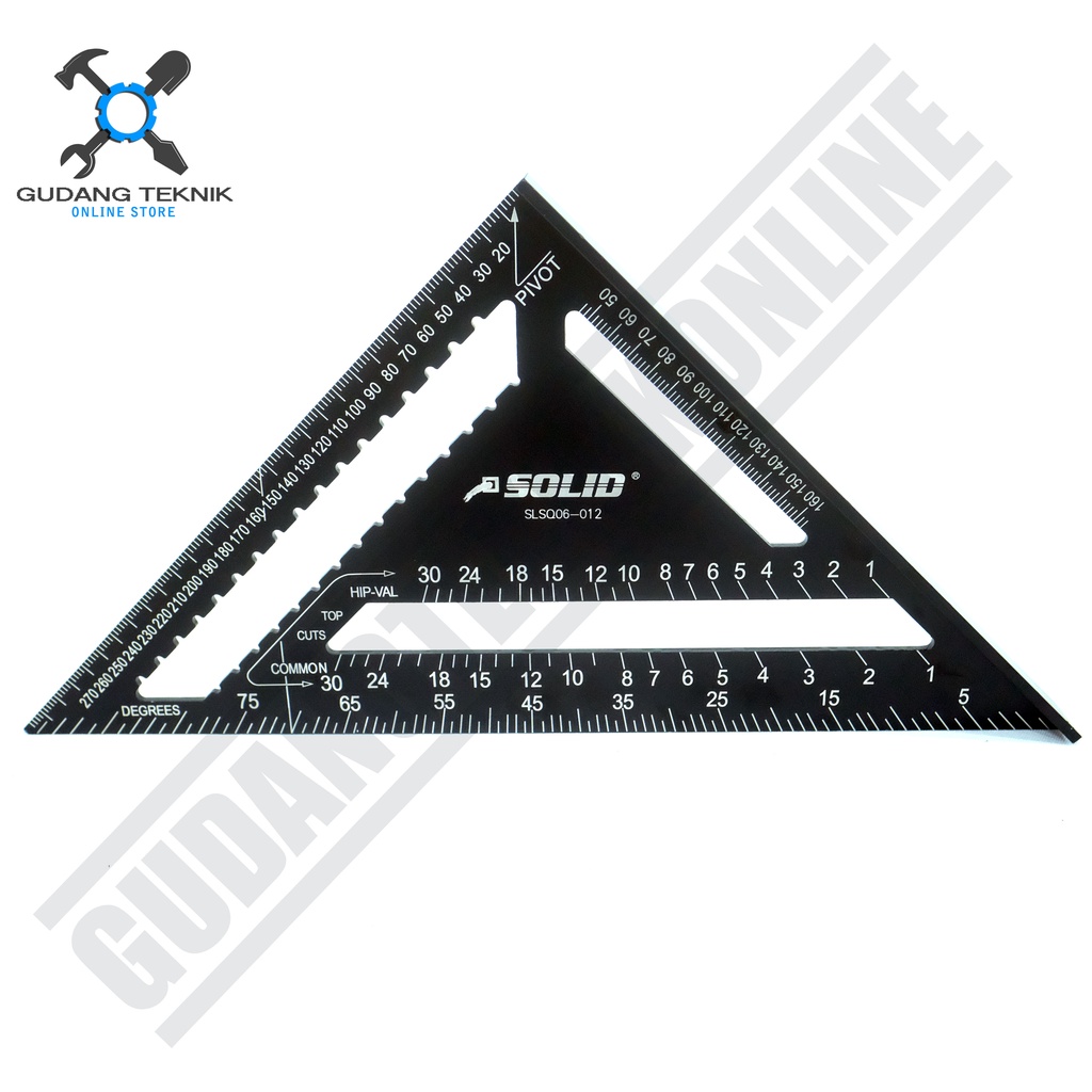 Penggaris Siku Sudut 12&quot; SOLID SLSQ06-012 / Siku Sudut Derajat Penggaris 12 Inch - Angle Square SOLID