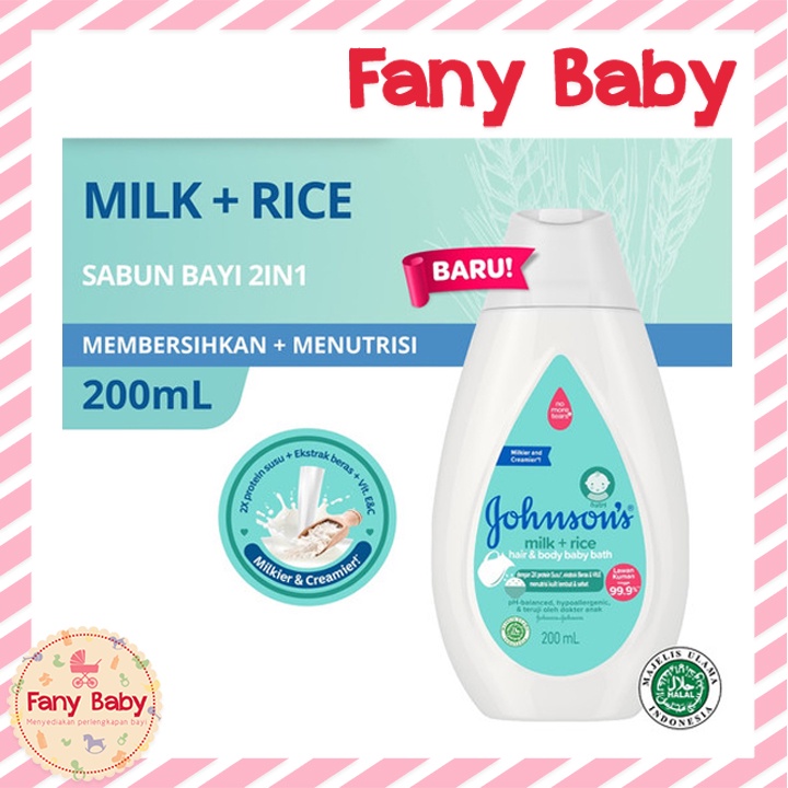 JOHNSON'S MILK + RICE HAIR &amp; BODY BABY BATH 200ML