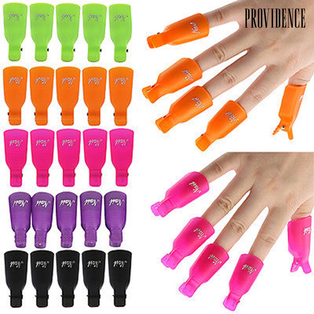 Providence 10pcs / Set Klip Cap Soak Off Pembersih Kutek Uv Gel Bahan Plastik Untuk Manicure / Nail Art