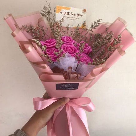 BUKET BUNGA ARTIFICIAL MIX SIZE L/BUKET BUNGA PALSU/ BUKET BUNGA MAWAR MATAHARI/ANNIVERSARY WISUDA