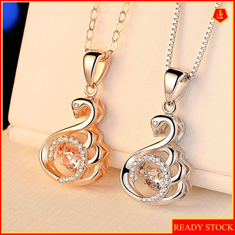 [Ready Stock]Fashion 18K Rose Gold Plated Simple Swan Pendant Necklace