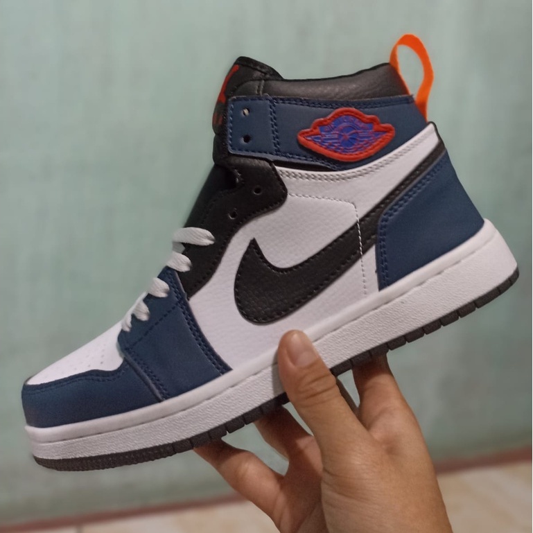 Sepatu Nike Air Jordan 1 High Blue Navy White Facetasm Biru Import