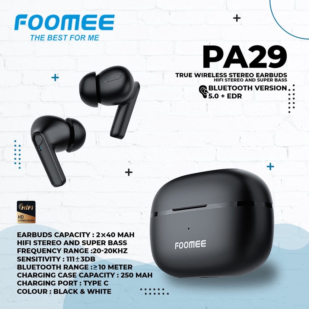 C_  FOOMEE EARPHONE WIRELESS TWS PA29