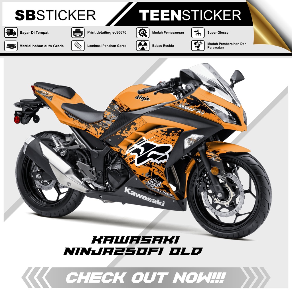 Striping NINJA 250FI- Striping Hologram Chrome Vynil UV Transparant Kawasaki NINJA 250FI 2013-2017 R