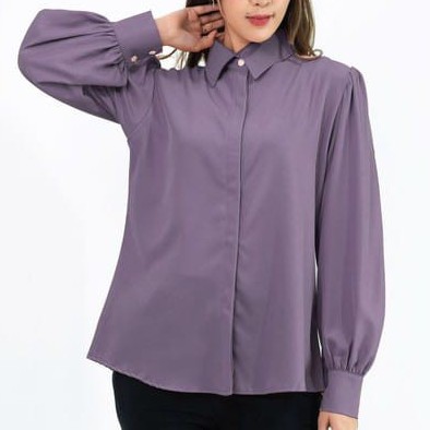 WANITA FASHION CLARISA BUTTON TOP BAJU ATASAN KEMEJA WANITA BLOUSE-nude
