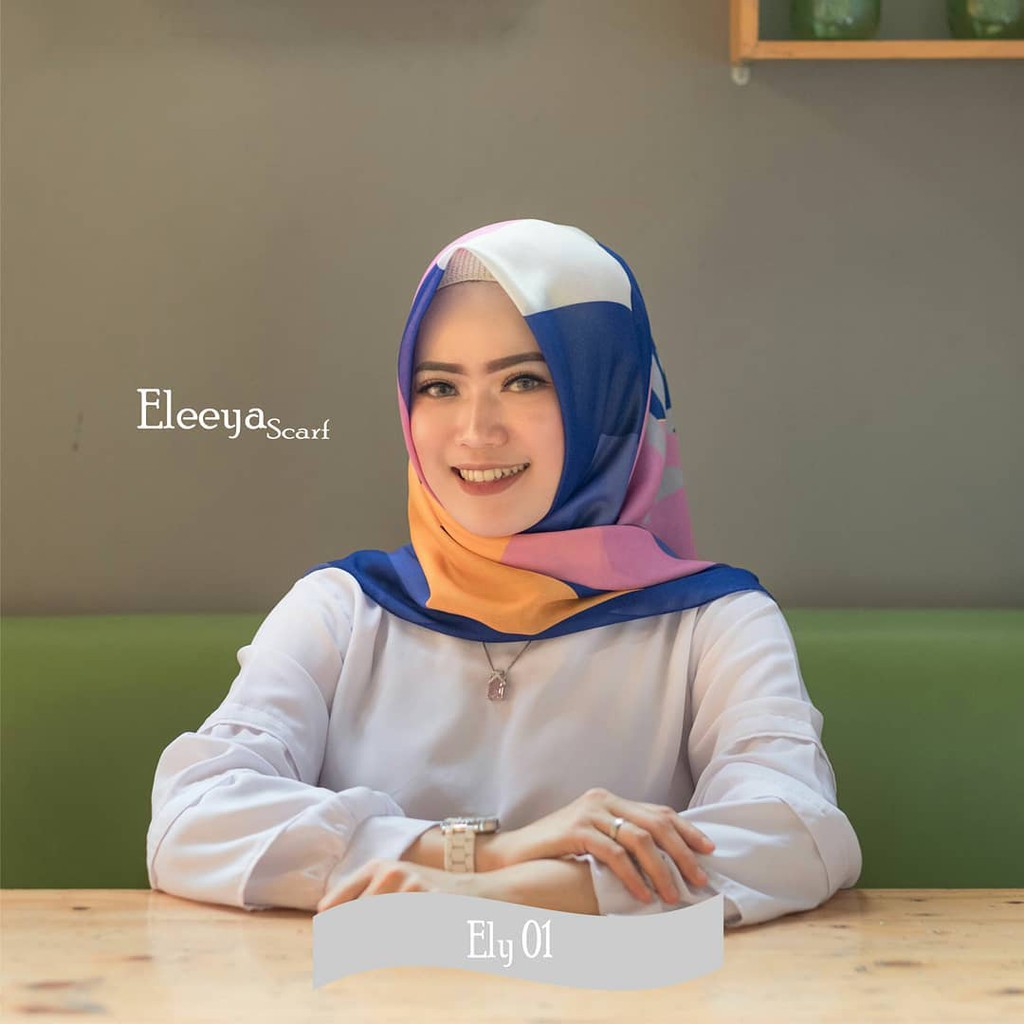 HIJAB SEGIEMPAT MOTIF ELY 01 ||  Elleeya Scarf