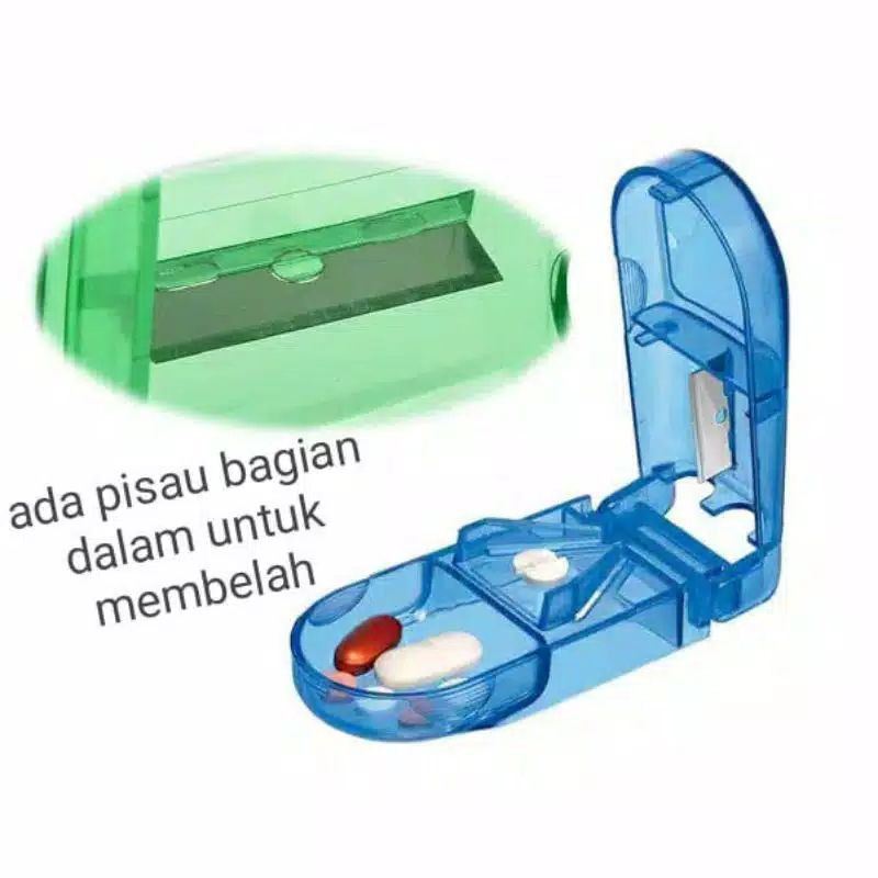 Alat Pemotong Obat Box Tempat Kotak Penyimpanan Pill Cutter Capsul Pemecah Pil