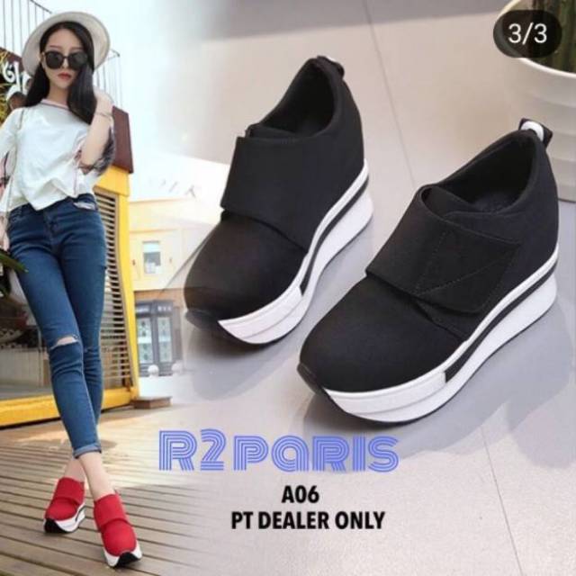 ZPT-Sepatu wedges tanpa tali wanita polos OF-72