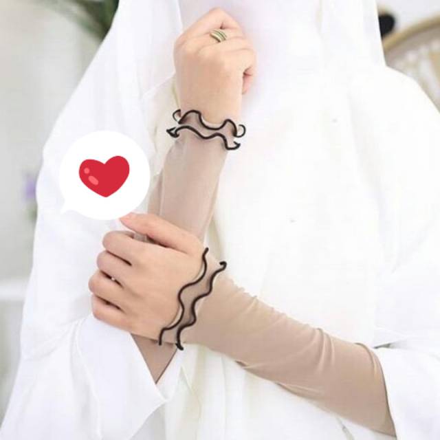 TERLARIS Handsock Jempol Curly 2 layer / Handsock Renda Curly / Manset Tangan / Handsock Muslim