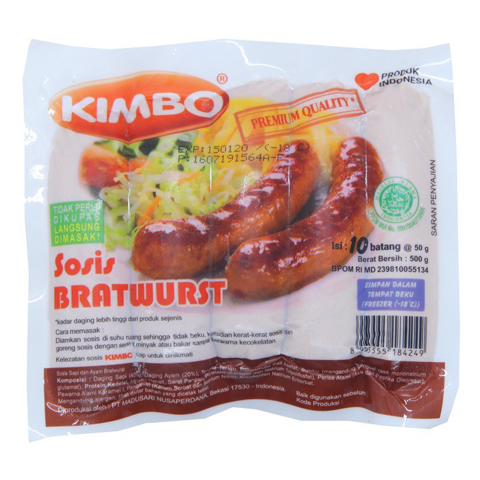 

Kimbo Sosis Sapi Bratwurst 10S 500Gr B