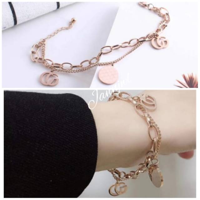 Gelang korea titanium asli anti karat selamanya pjg18cm GRT-23