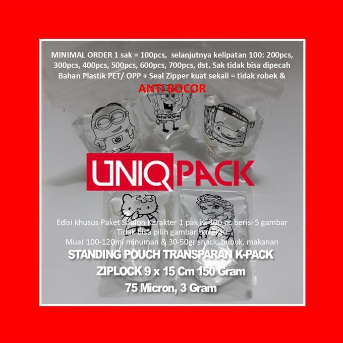 . Standing Pouch KPack Sablon Karakter 9x15 120ml Pudot 50gr Bubuk