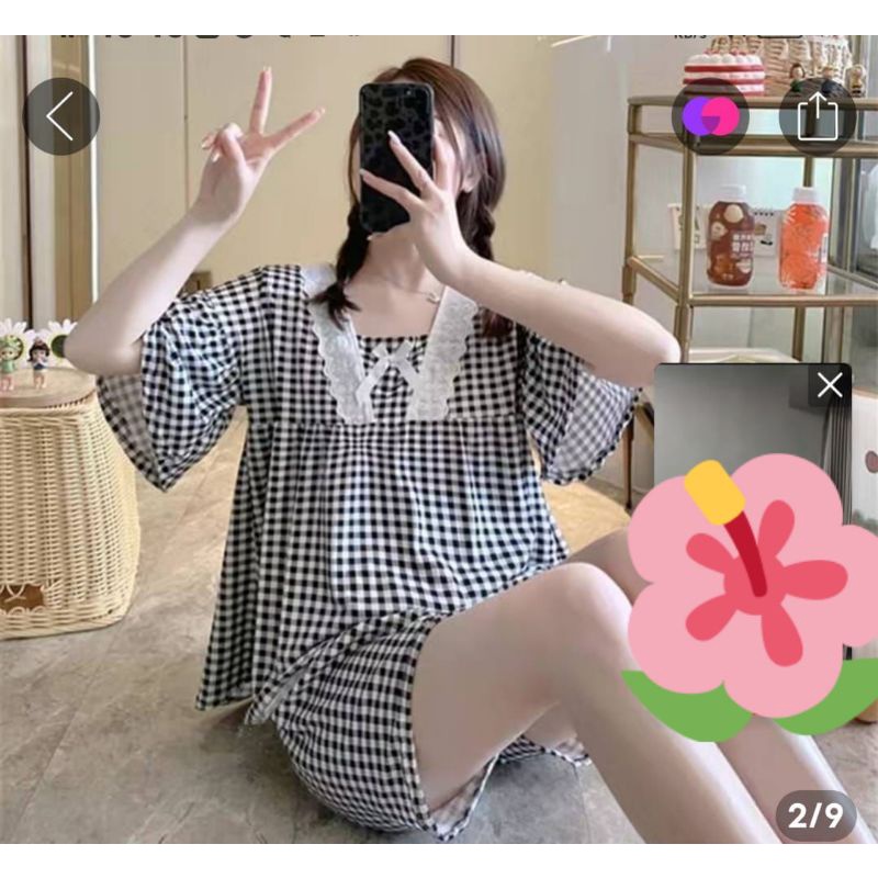 Baju tidur wanita import / stelan hp piyama wanita renda halus