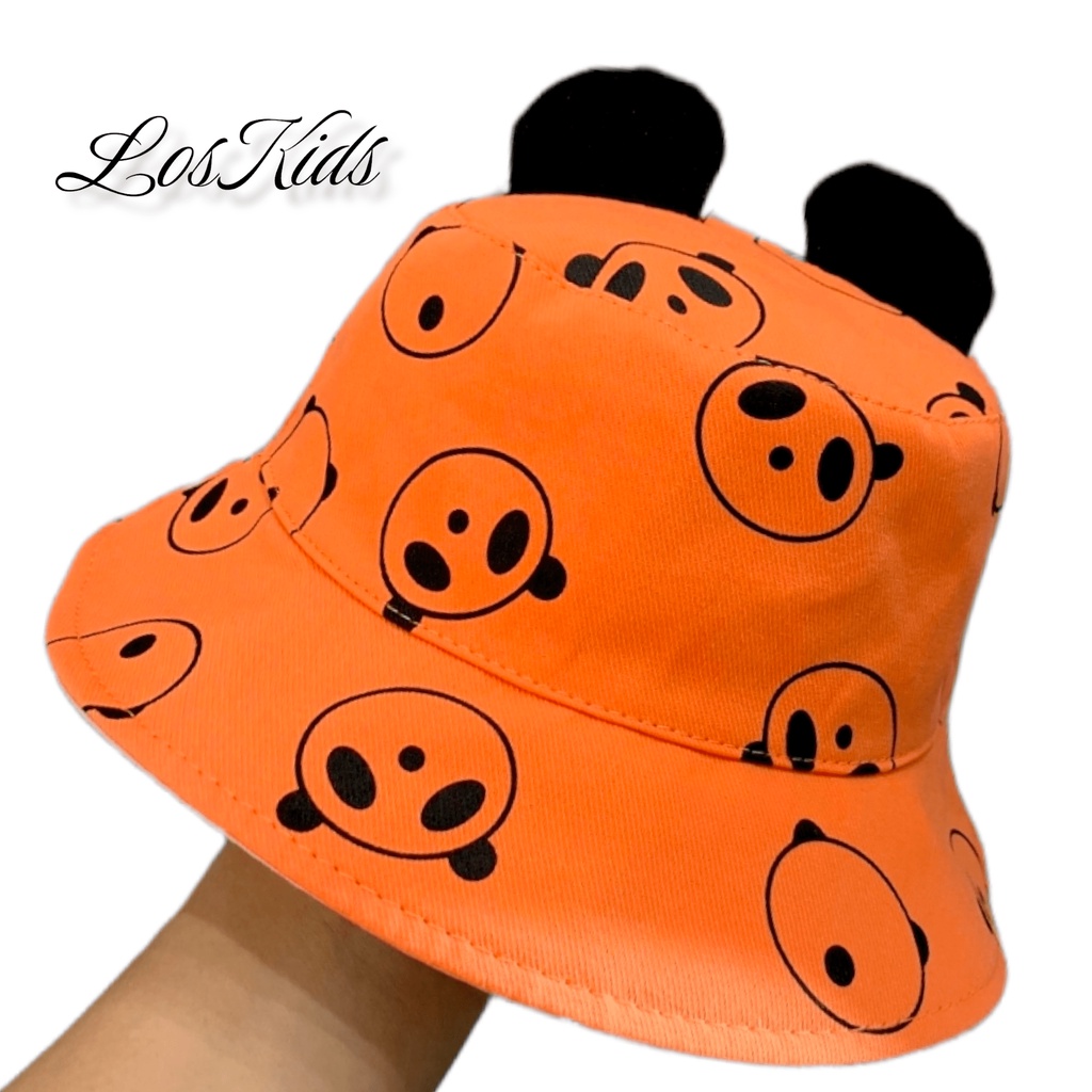 Topi Buckets Anak Motif Panda Unisex Topi Buckets Tali Dagu New