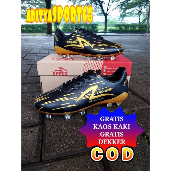 sepatu bola specs alpha out dor terbaru sepatu bola LEIGHTSPEED REBORN IN HITAM MERAH/HITAM GOLD( COD )-3