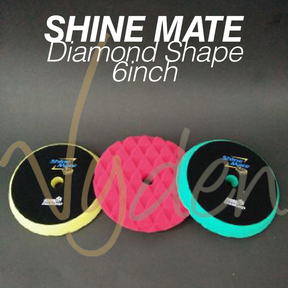 SHINE MATE Diamond Foam Pad 6in GREEN, YELLOW &amp; RED 1 set MURAH