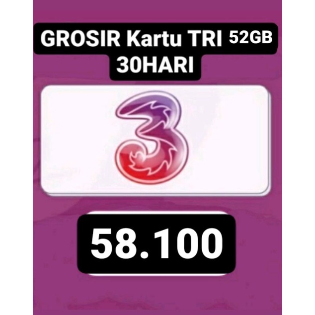 KIRIM FISIK KARTU PERDANA TRI 52GB/ bisa COD