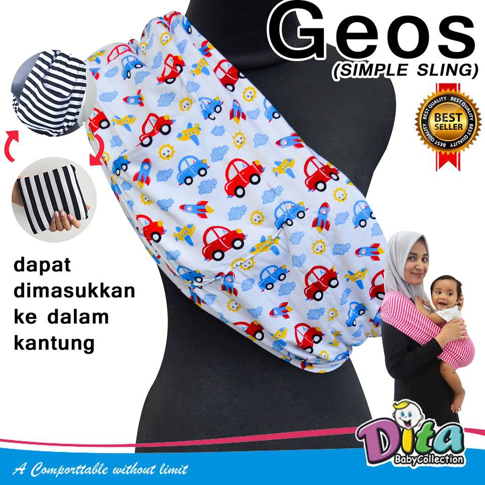 (TIDAK BOLAK BALIK)Premium geos gendongan kaos geos baby  gendongan samping