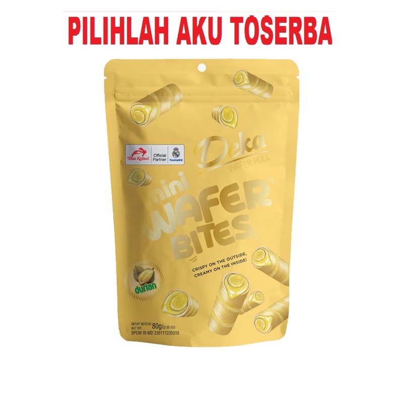 DEKA Mini Wafer BITES Rasa DURIAN 80 gr - ( HARGA PER POUCH )