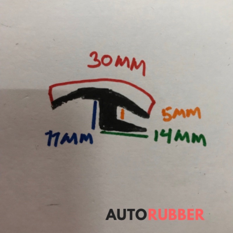 Karet List Kaca Mobil T TL Universal U Jepit Bibir Besar 30 Mm