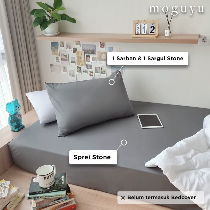 SEPREI Sprei Set Microtex - Ukr 90, 100 dan 120 x 200 - Seri 01 - Stone, 90 x 200 x 20 waterproof pr