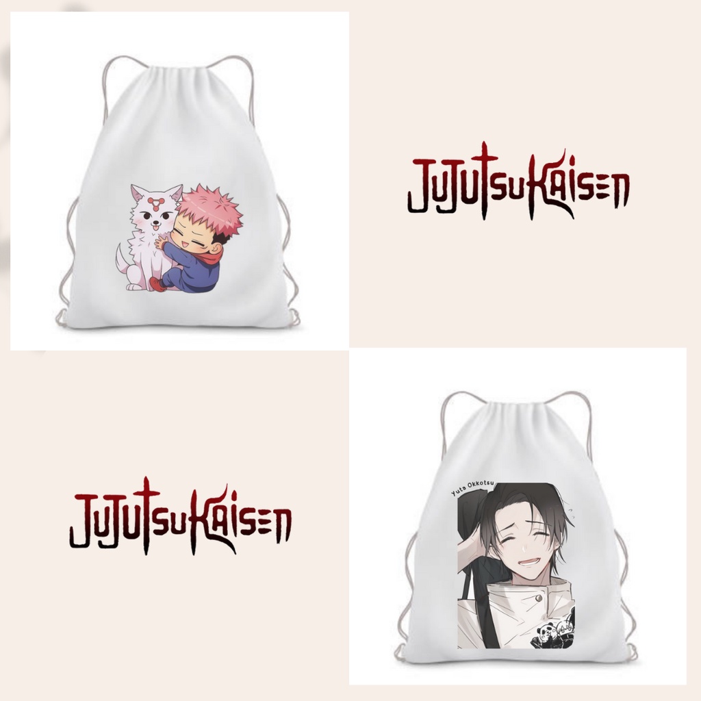 BISA CUSTOM Stringbag Ransel Serut Tas drawstring Anime JUJUTSU KAISEN tas sekolah kampus olahraga string bag multifungsi || Kiiyoomii ||