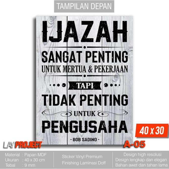 [[BISA COD]] Hiasan Dinding Poster Kayu - Quotes/Quotes Bob Sadino Pengusaha A-05 FREE ONGKIR Kode