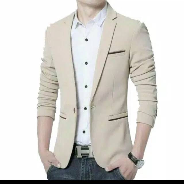 Blazer cream blazer pria casual