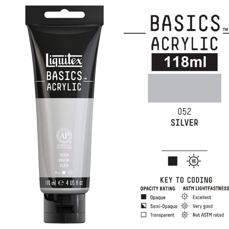 

LIQUITEX BASICS ACRYLIC COLOUR 118 ML SILVER