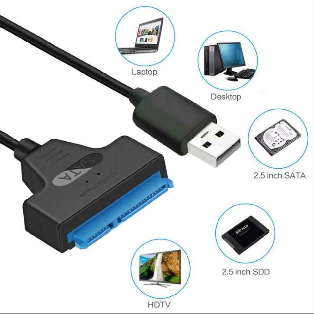 Kabel Adapter Converter USB 2.0 To SATA 22 Pin Untuk Hard Disk Drive SSD Laptop