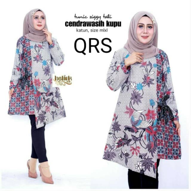 Tunik dress batik seragam kantoran murah termurah produksi jumbo tunik ziggy tali cendrawasih kupu