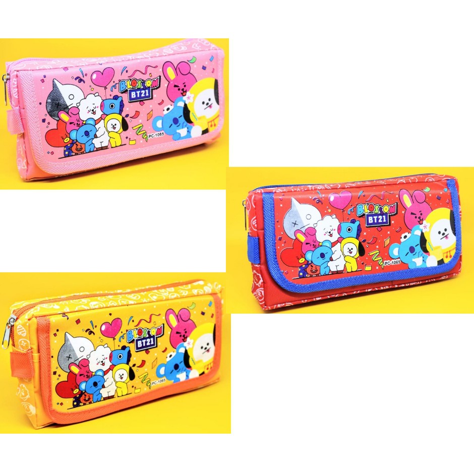 

COD kotak pensil ukuran besar BT KPOP BOYBAND tempat pensil case dengan 3 resleting ready