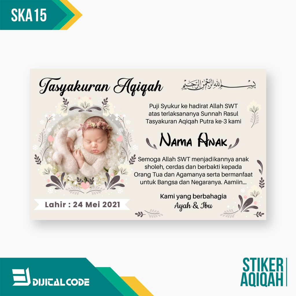 

SKA15 Stiker Label Syukuran Aqiqah Kelahiran Anak
