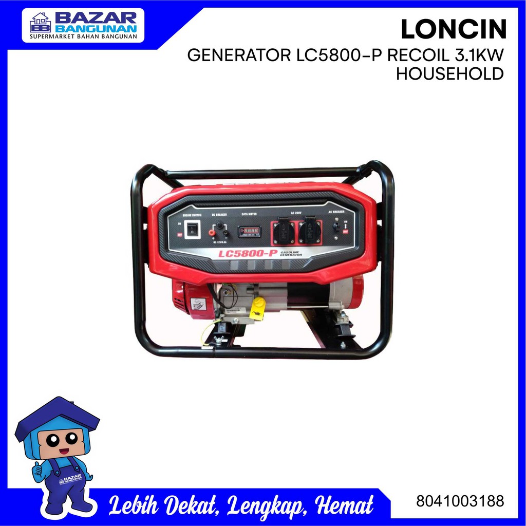 Loncin - Mesin Genset Generator Listrik Bensin Lc 5800 P Lc5800P 3100 W