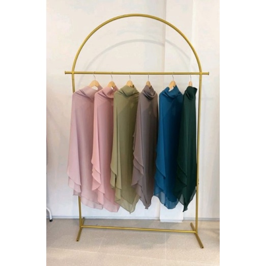 Gawang Baju Oval Emas Pipa Besi Tinggi 160cm