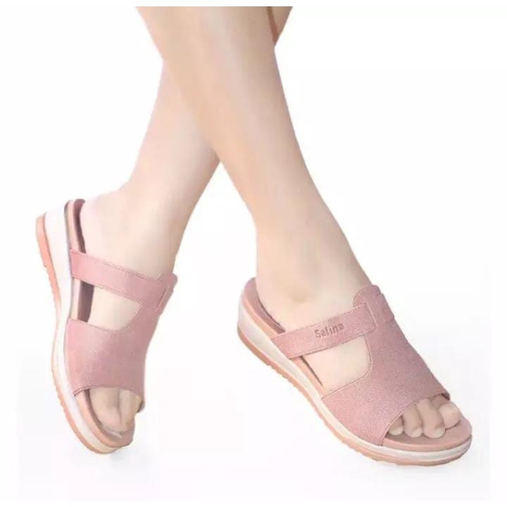 rizkiana olshop - sandal wedges terbaru wanita / sandal kekinian / sandal selop wanita