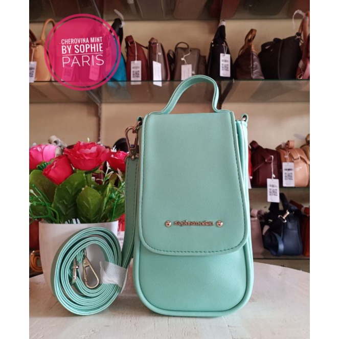 TAS DOMPET HP CHEROVINA MINT GREEN SOPHIE PARIS