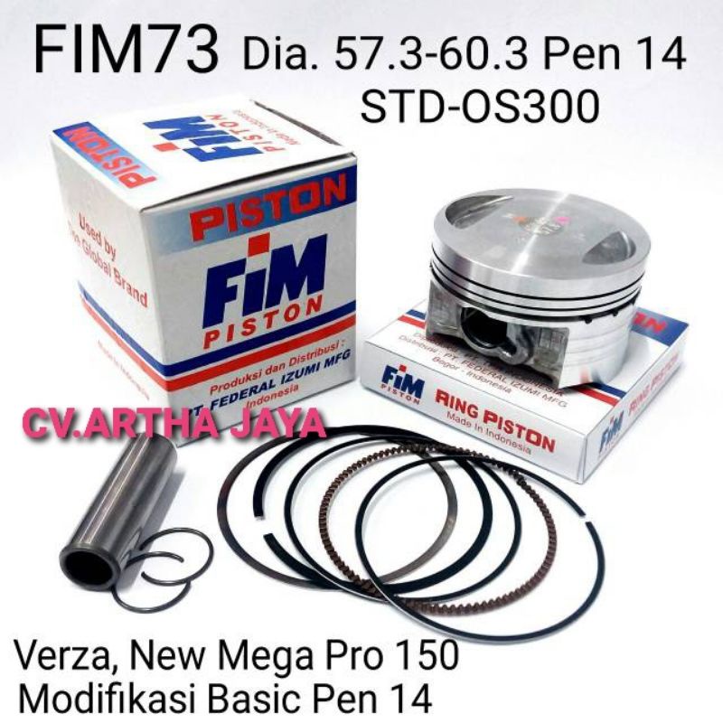 PISTON KIT FIM FIM73 HONDA CRF 150 / VERZA 150 / NEW MEGA PRO 150 / MEGA PRO MONOSHOCK 150 ( 57,3 / 57,8 / 58,3 / 58,8 / 59,3 / 59,8 / 60,3 ) ( STD / 050 / 100 / 150 / 200 / 250 / 300 ) ( PEN 14 / PIN 14 )-4