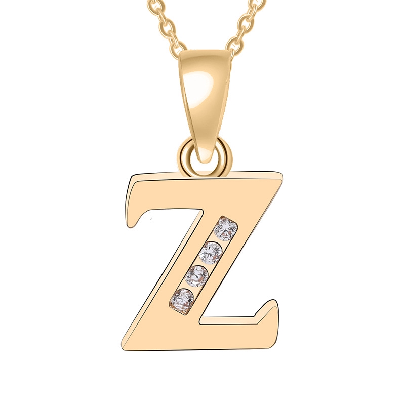 Kalung Titanium Anti Karat Fashion Korea Zirkon Kalung Huruf Liontin G-Z G19488#
