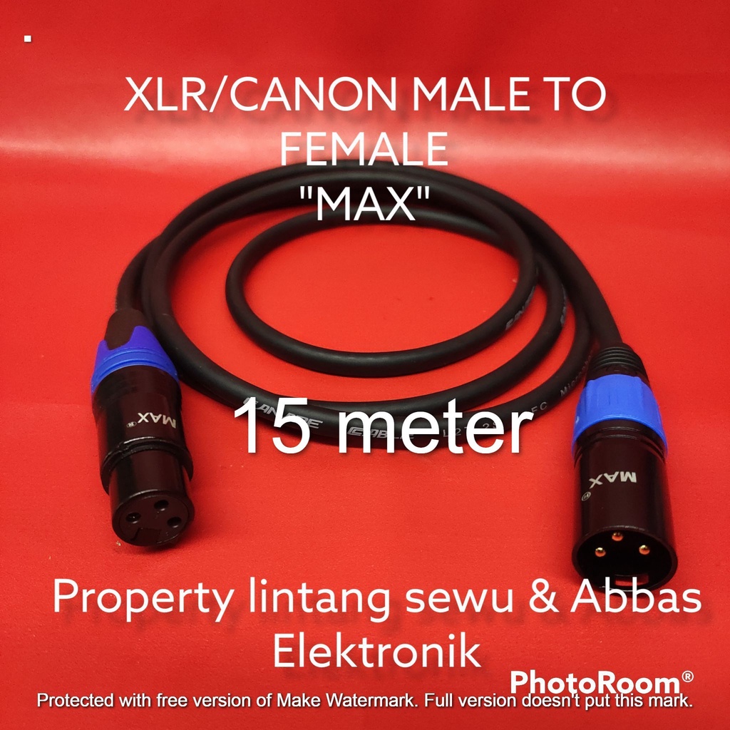 KABEL JEK XLR CANON MALE MAX TO FEMALE MAX 15 METER