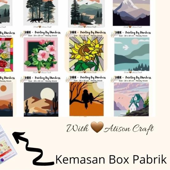 

✮ MINI PAINT BY NUMBERS KIT 20 X 20 CM WITH FRAME dan BOX PABRIK - random ❇